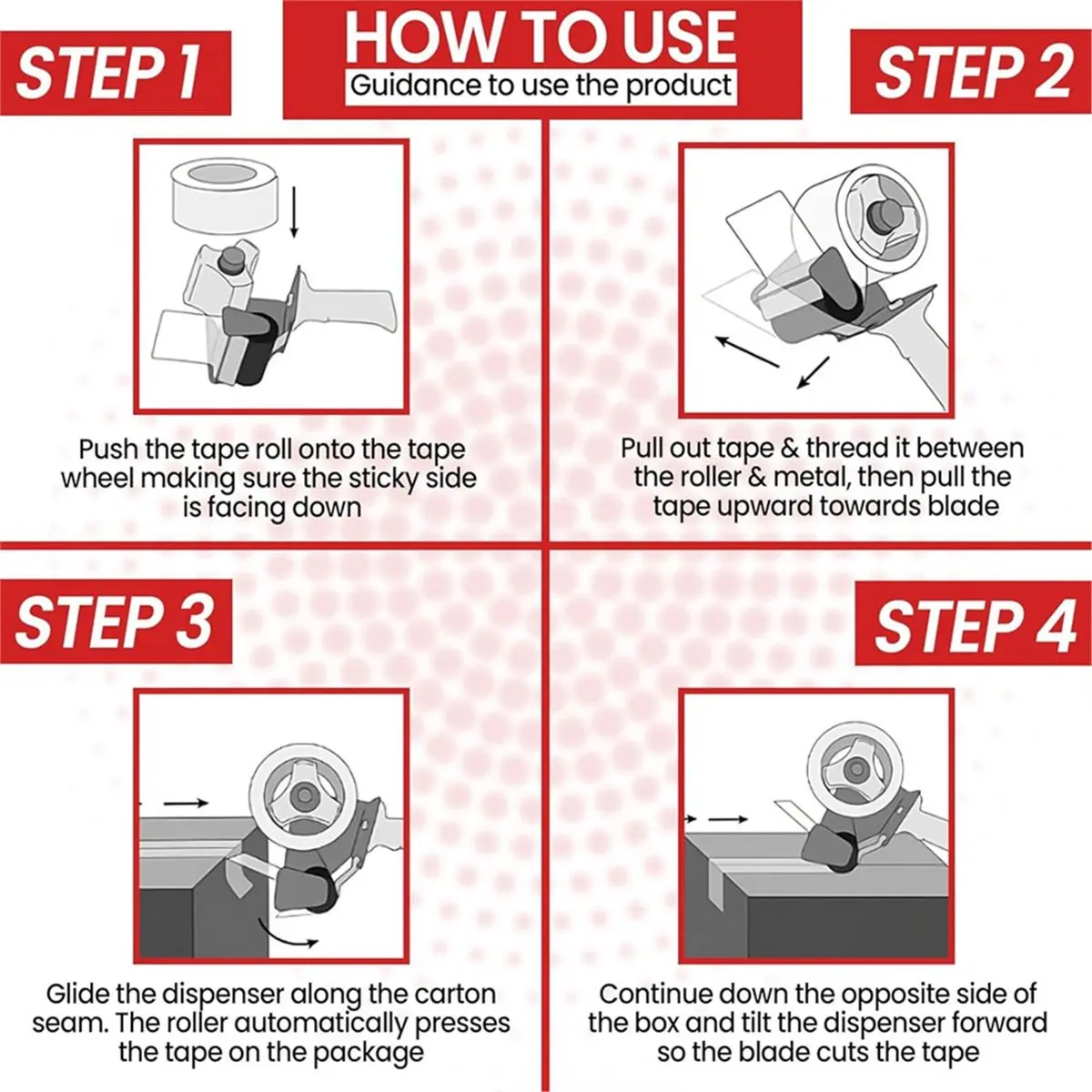 Packaging Tape Dispensing, Can Accommodate 2-Inch Wide Tape Rolls, Suitable for Commercial Packaging, Carton Sealing.