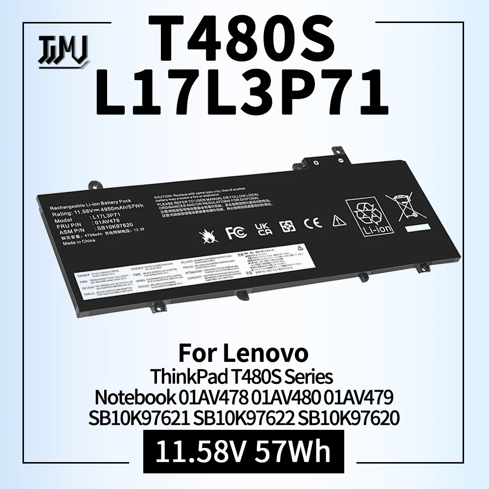 L17L3P71 L17M3P72 batería del ordenador portátil para Lenovo ThinkPad T480S Notebook 01AV478 01AV480 01AV479 SB10K97621 SB10K97622 SB10K97620