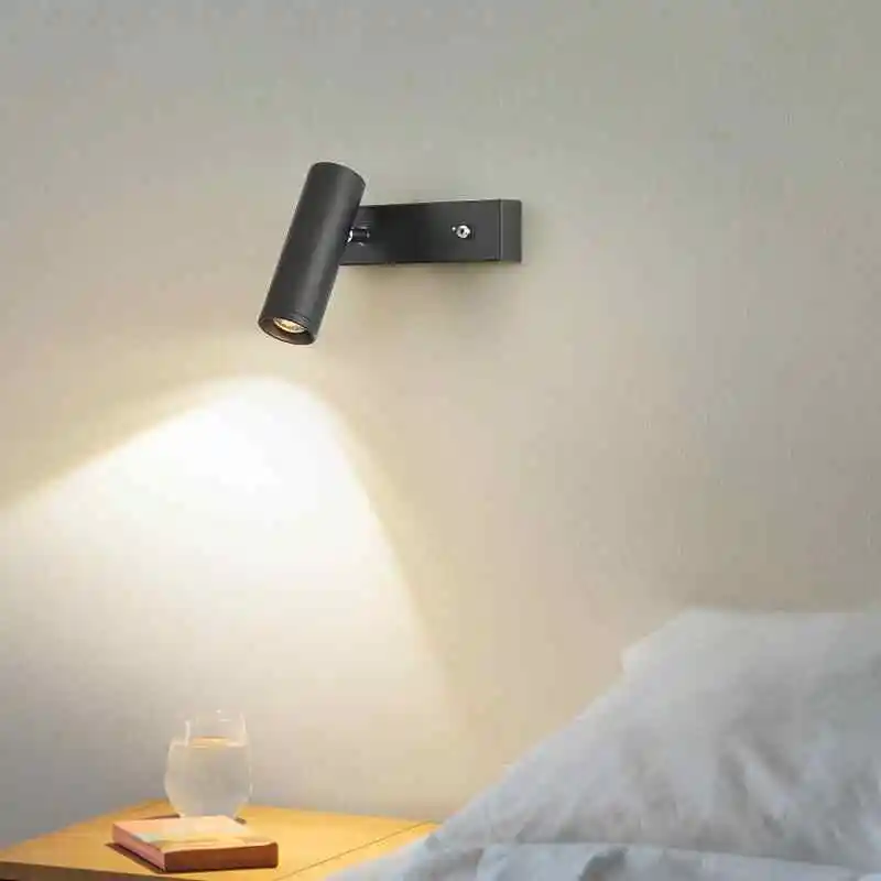

Nordic Minimalist Aluminum Alloy Swivel LED Bedside Wall Lamp for Bedroom Ambient Lighting for Living Room Study Room
