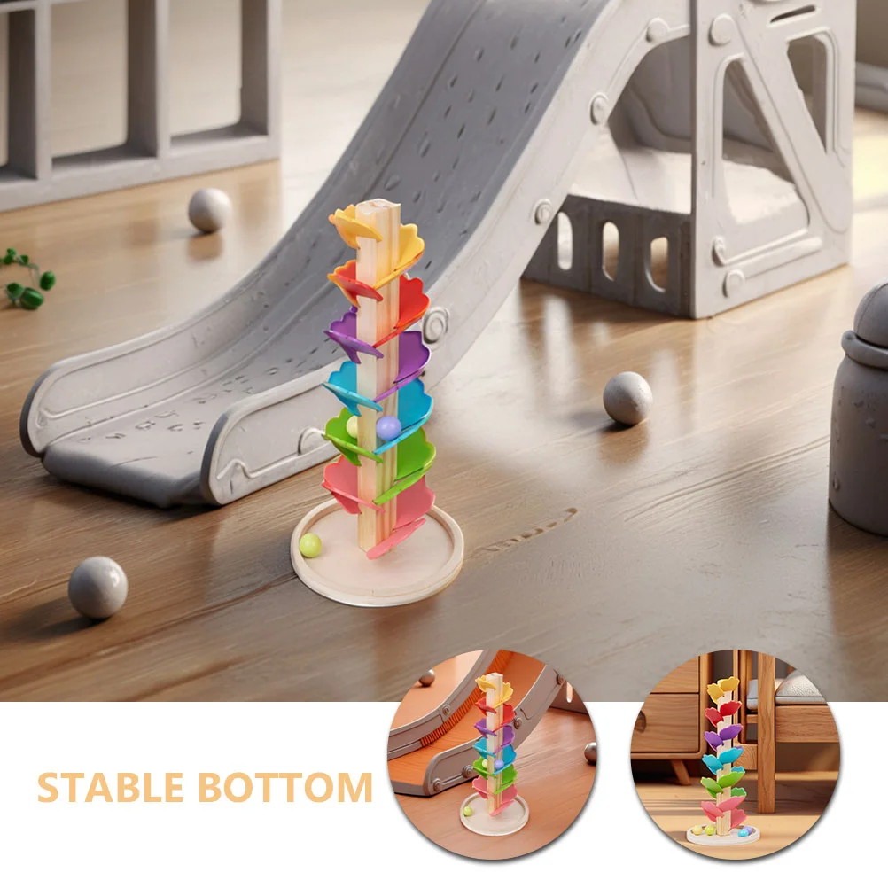 2 Sets Wooden Toy Musical Marble Run Tree Toys Toddler Rainbow Track