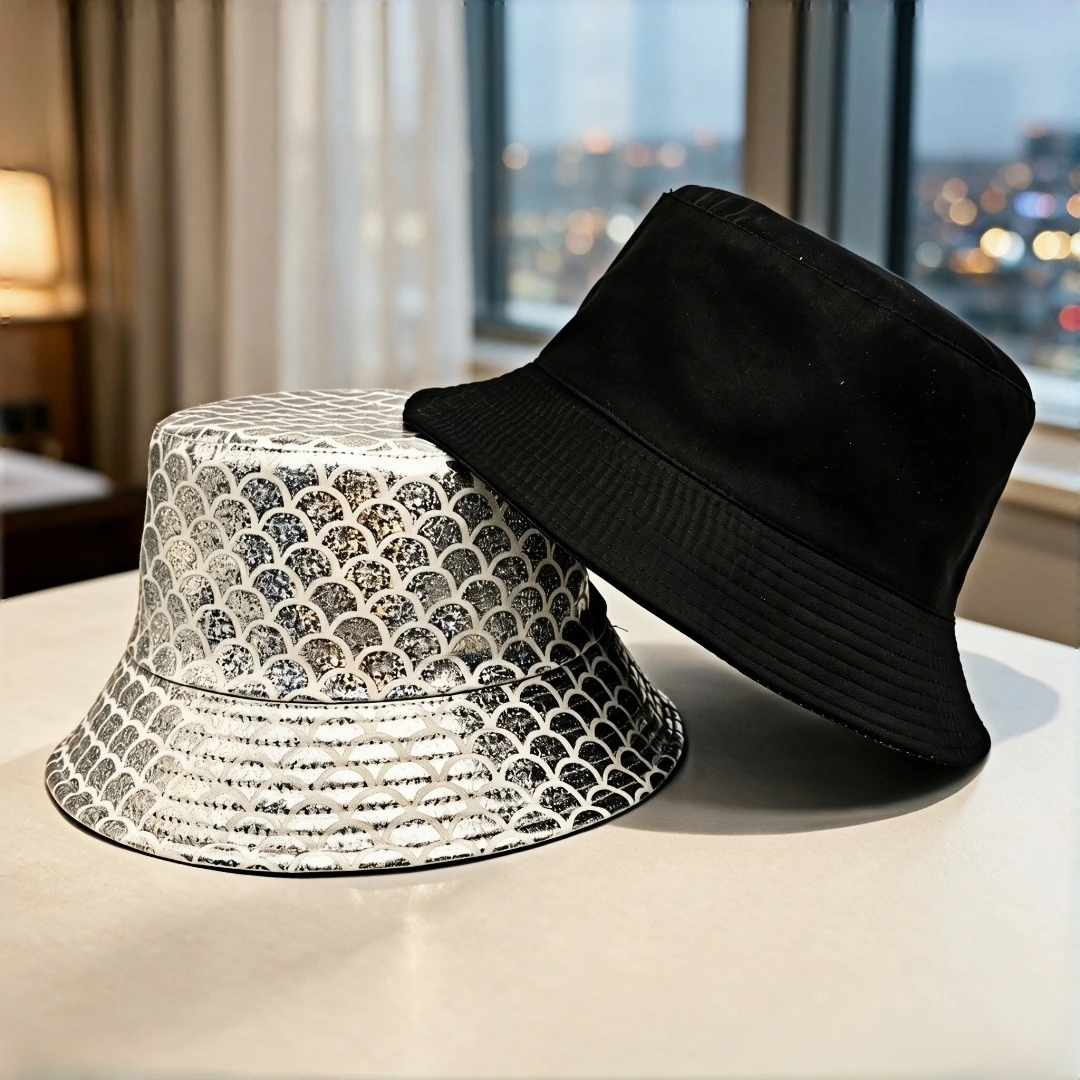 Fashionable fish-scale bucket hat, sun umbrella, new model suitable for both men and women, reflective and breathable, fisherman