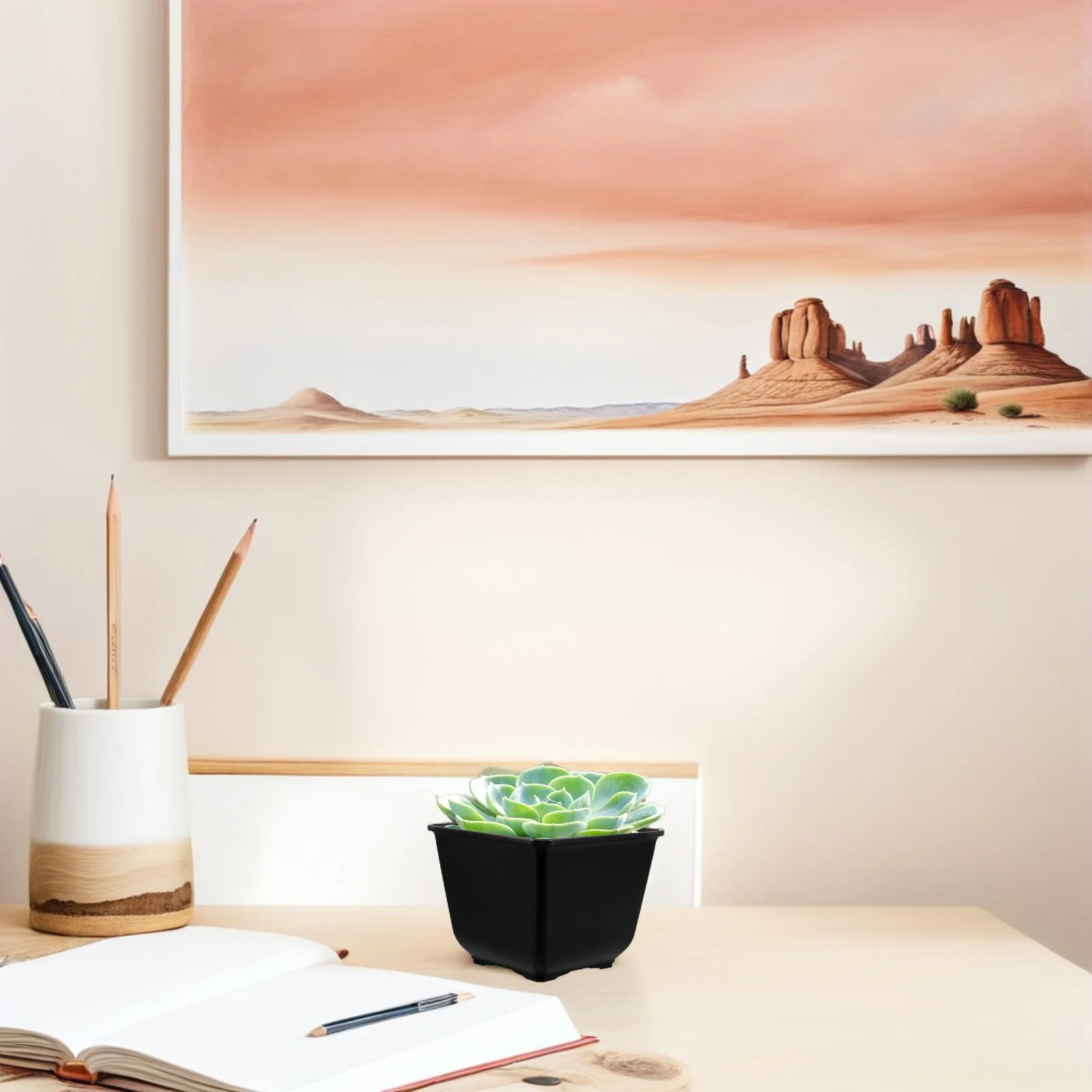 

4Pcs Durable Thickened Square Planters for Succulents Indoor Outdoor Gardens Easy Mobility Lightweight