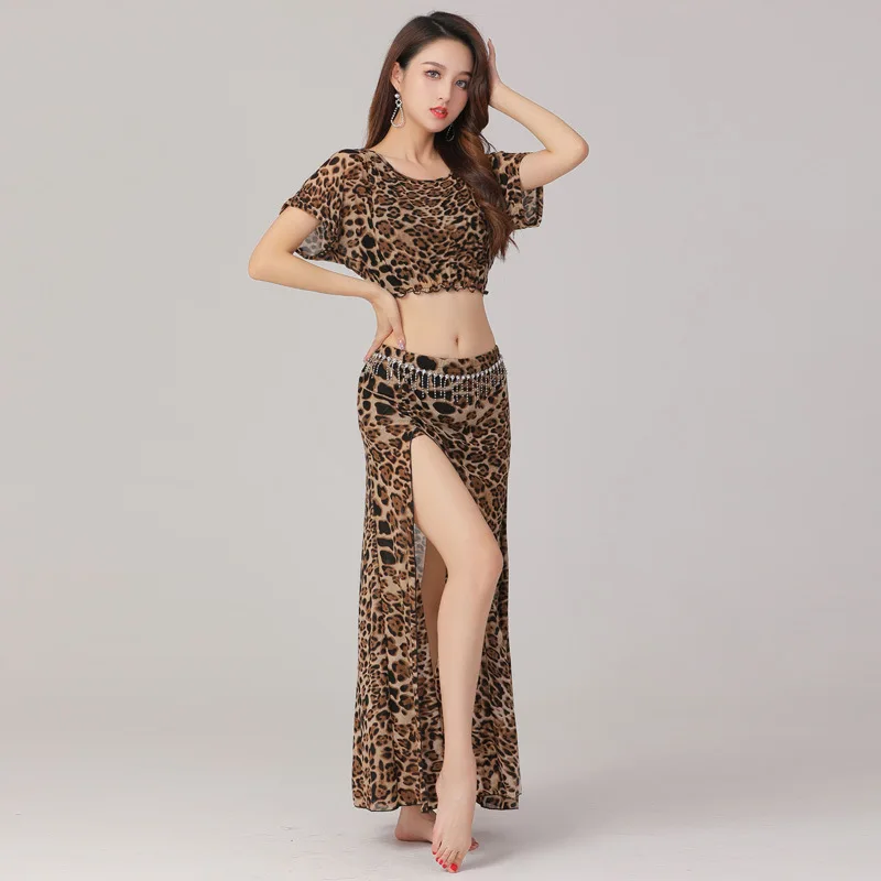

customized plus size belly dance costume practice suit set with mesh Eastern dance performance clothes slit skirt