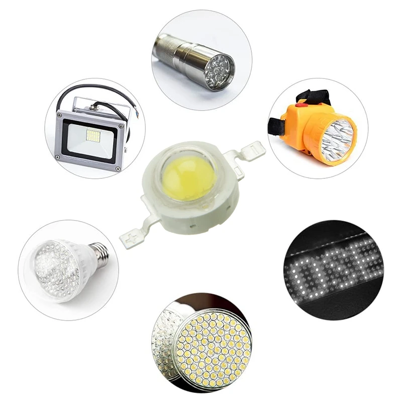 A23P 100Pcs LED Beads Natural White LED Light 1W High Power Lamp Chip 4000K LED Chip