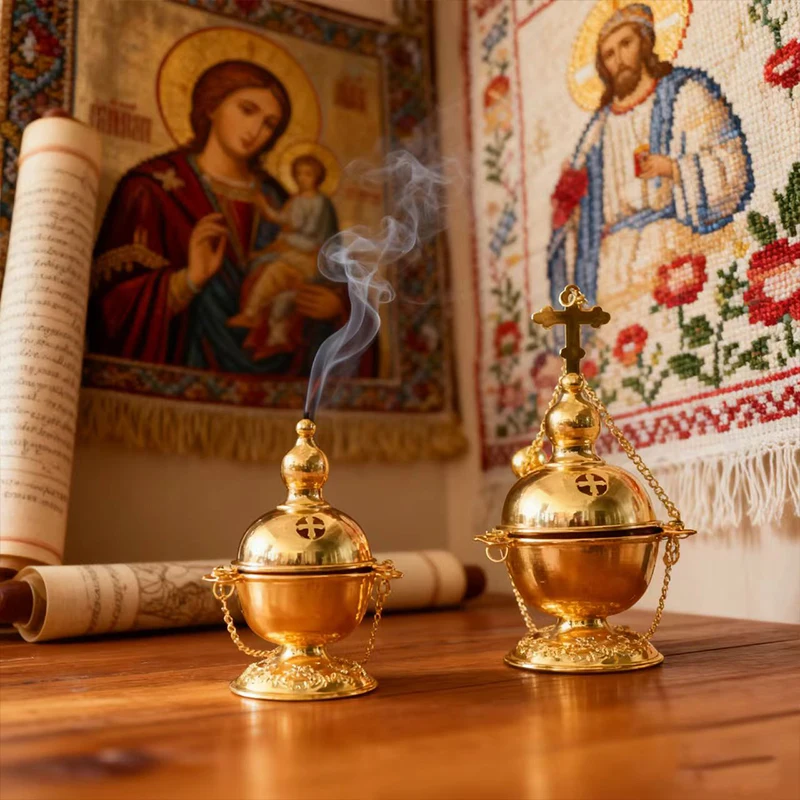 Neuer Orthodoxer Christlicher Weihrauchbrenner mit klassischem heiligem Muster, exklusiv für gläubige Anhänger, heilig und respektvoll. – Detail 8
