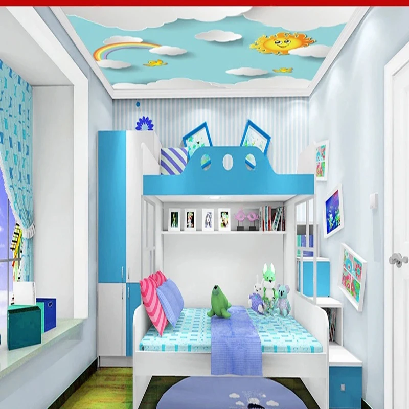 

MU8343 Cartoon Wallpaper Wall Murals Custom Starry Mountains Clouds Hot Air Balloon Geometric Designs for Kids' Rooms Decor
