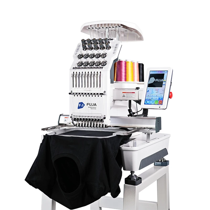 Embroidery Machine Single Head 12 Needles Small Flat Hat Caps Clothing Domestic 1 Head Embroidery Machine