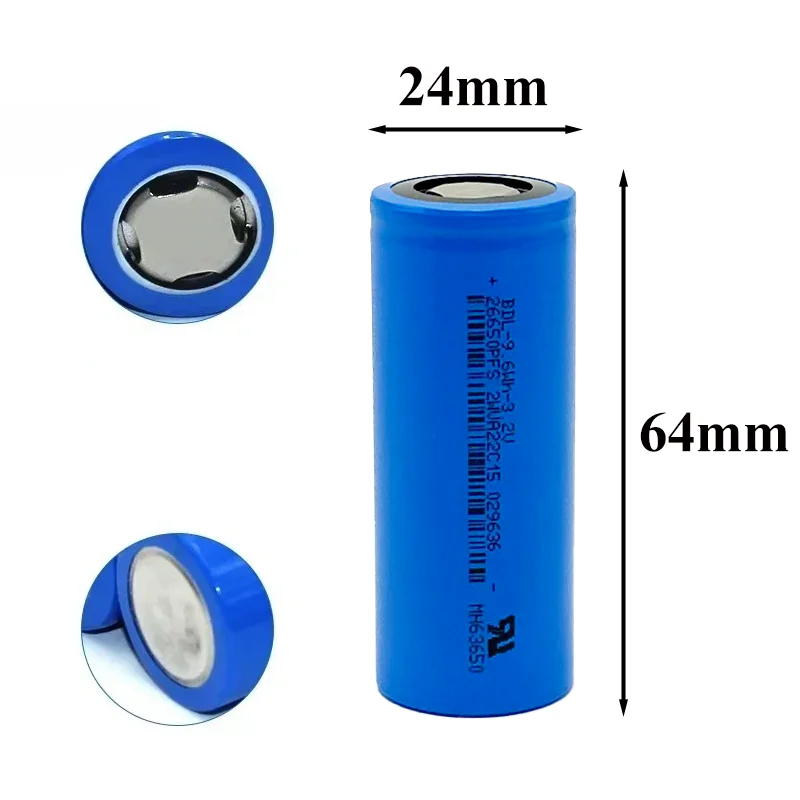 26650 3000mAh LiFePO4 Battery 3.2V 3000mAh Rechargeable Battery for Healamps Emergency Light Game Controller Flashlights