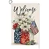 4th of July Floral Garden Flag 12x18 Vertical Double Sided Patriotic Mason Jar Flowers Red Blue Memorial Day Independence Da jjp
