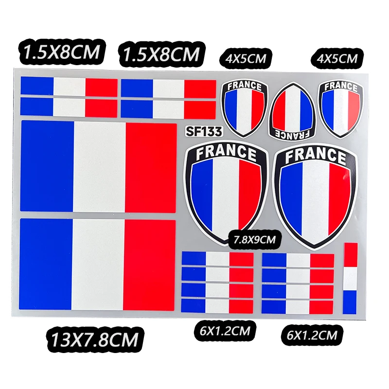 방수 반사 국기 스티커 데칼 오토바이 개조 자동차 장식, 프랑스 범용