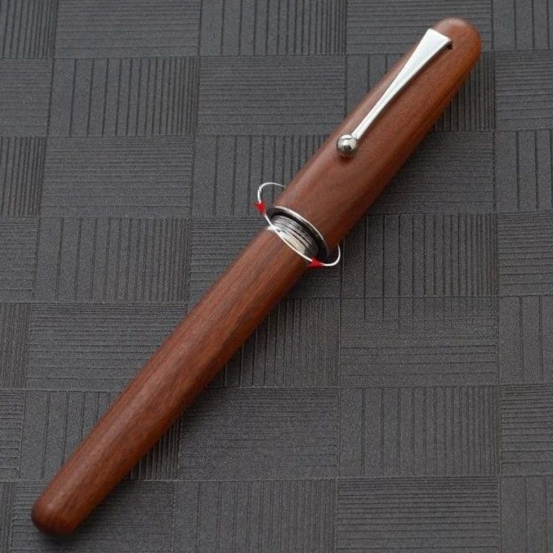 

Перьевая ручка Rretro из сандалового дерева, деревянные наконечники для практики, студенческий подарок, сменный чернильный картридж, складной дизайн, ручки с наконечником лезвия 2,5 мм