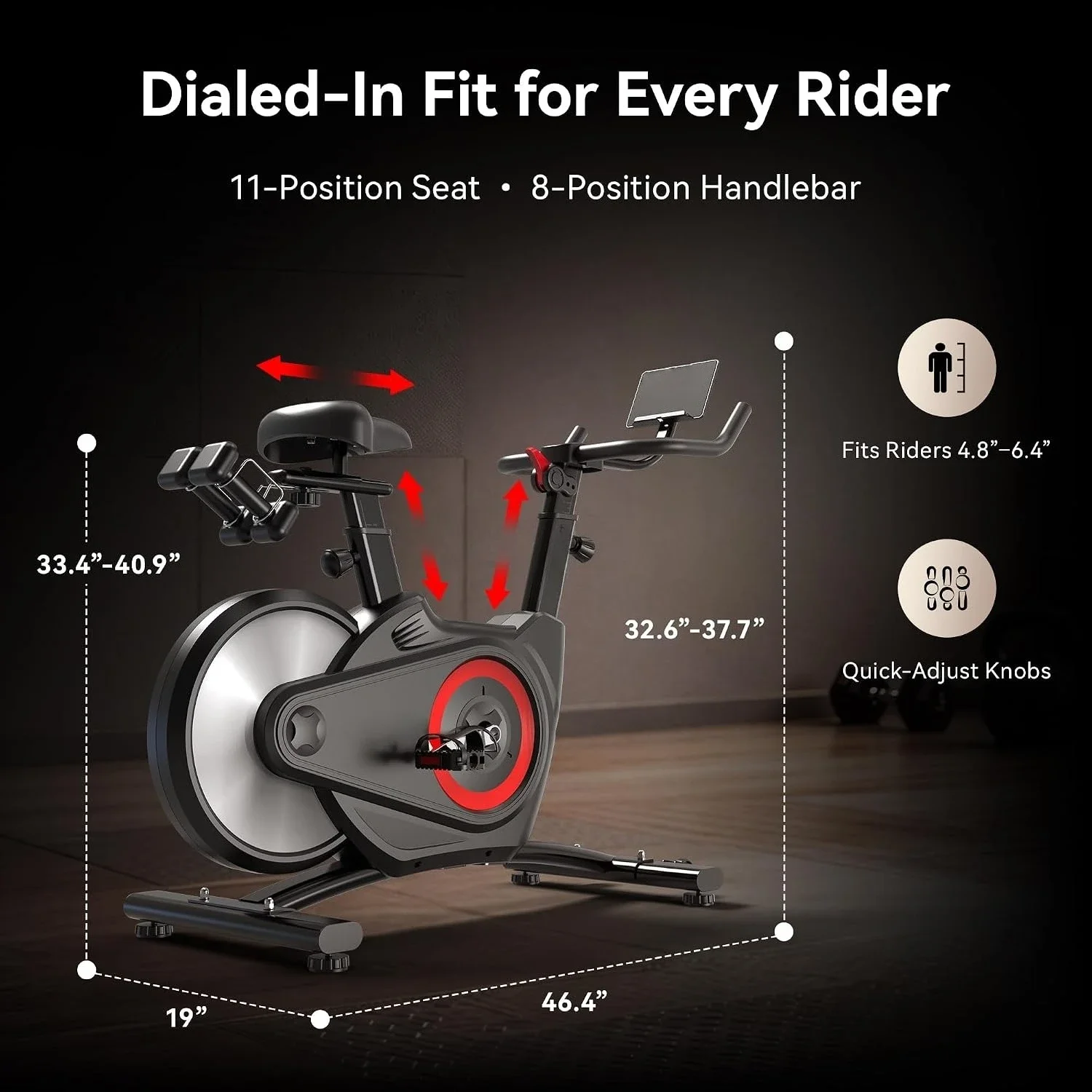 400lb Capacity Magnetic Rear-Flywheel Stationary Exercise Bike, Quiet Indoor Cycling For Home, CustomN20