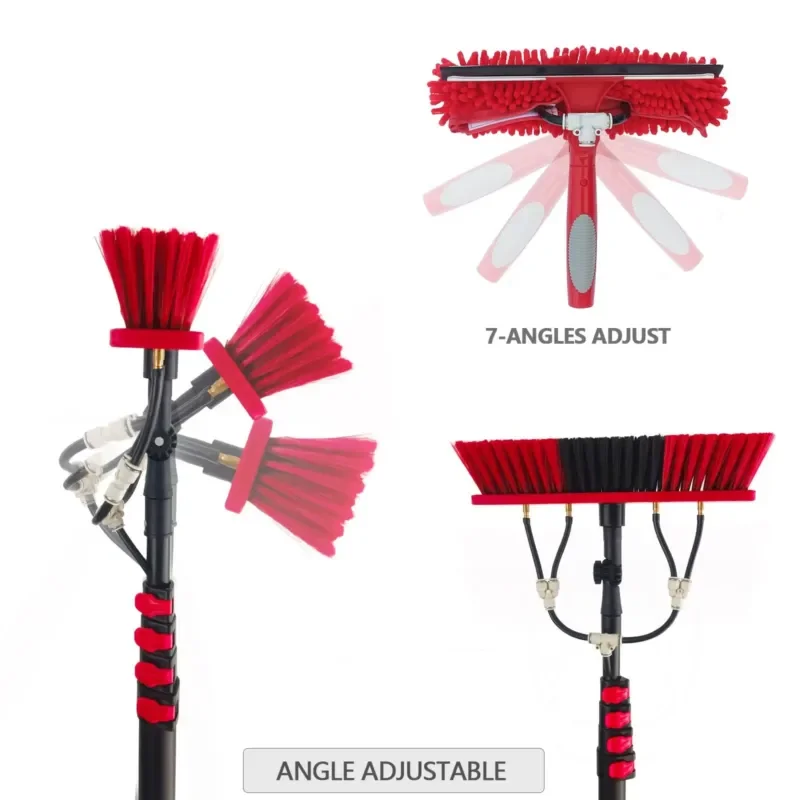 20 'Aluminum Telescopic Window Cleaning Kit Water Feed Rod Brush Scraper Soap Dispenser Extension Solar Panel Cleaner