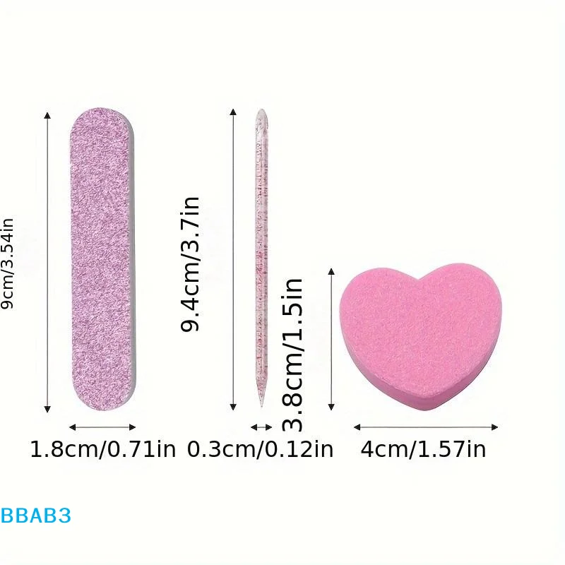 Juego de 10 herramientas de manicura con bolígrafo punteado de cristal, bloque en forma de corazón y lima de madera para pulir y dar forma a las uñas, accesorios para el cuidado