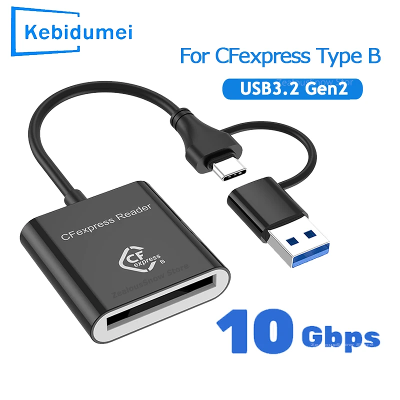 CFexpress Type B Card Reader 10Gbps USB3.2 Gen2 Adapter Portable Type A-C CF Express B Card Reader for Windows XP MAC OS for SLR