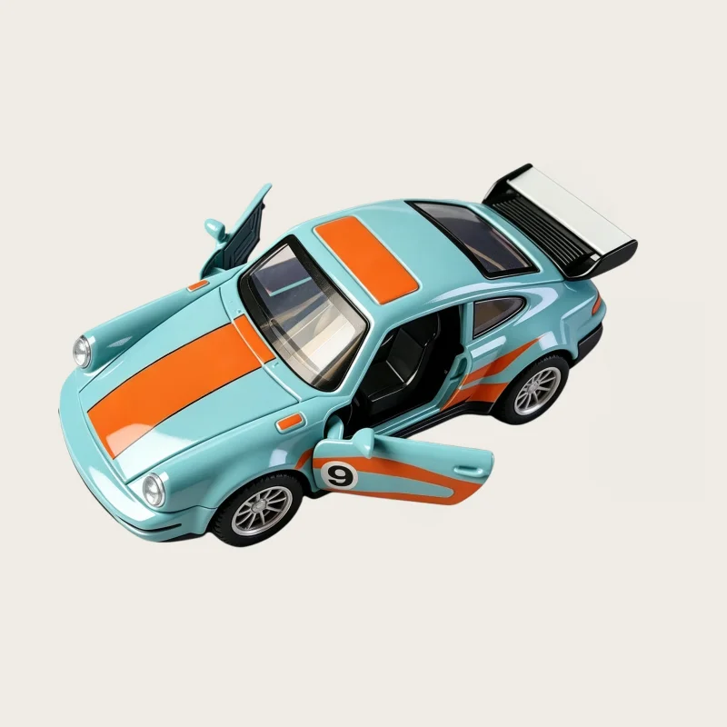 Retro-Sportwagen-Modell im Maßstab 1:36, aus Metall, mit aufrollbarer Motorisierung, mit öffnenden Türen, Rennwagen-Lackierung, Spielzeugauto, Dekoration für den Schreibtisch, Sammlerstück – Detail 8
