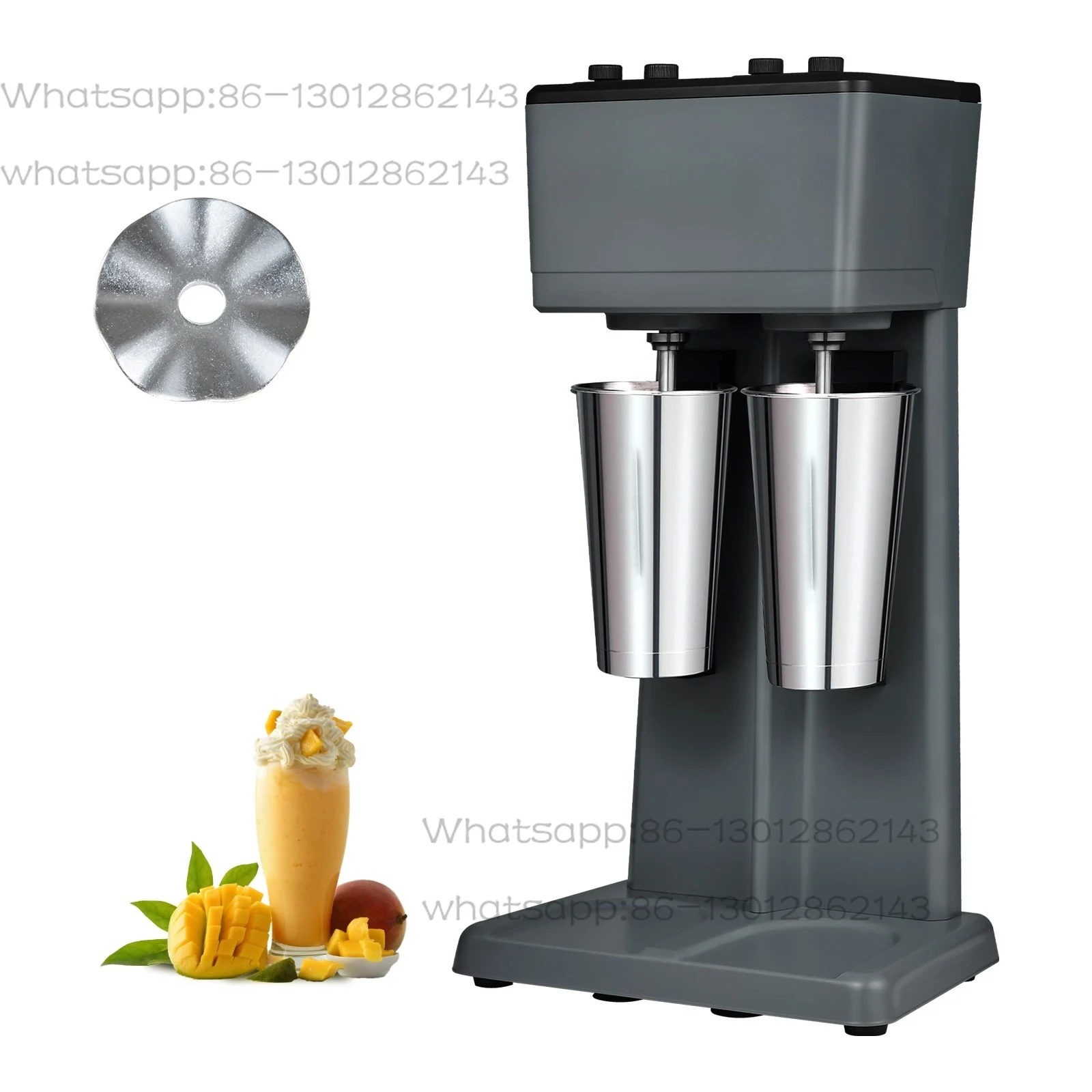 Milkshake Maker Mixer Machine Double Head Stainless Steel Drink Blender 3-Speed Milkshake Mixer for Commercial Home