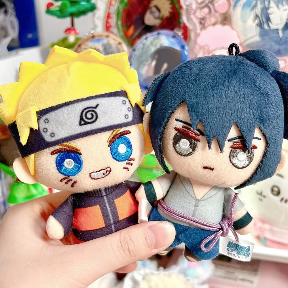 10cm 나루토 플러시 장난감 애니메이션 피규어 우치하 사스케 귀여운 인형 키링 배낭 참 장식 어린이 생일 크리스마스 선물