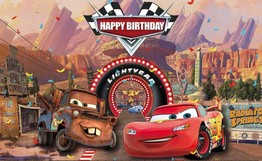 Red Race Cars Theme Birthday Party Backdrop Photo Background Banner Boys Girls Birthday Party Decoration Supplies