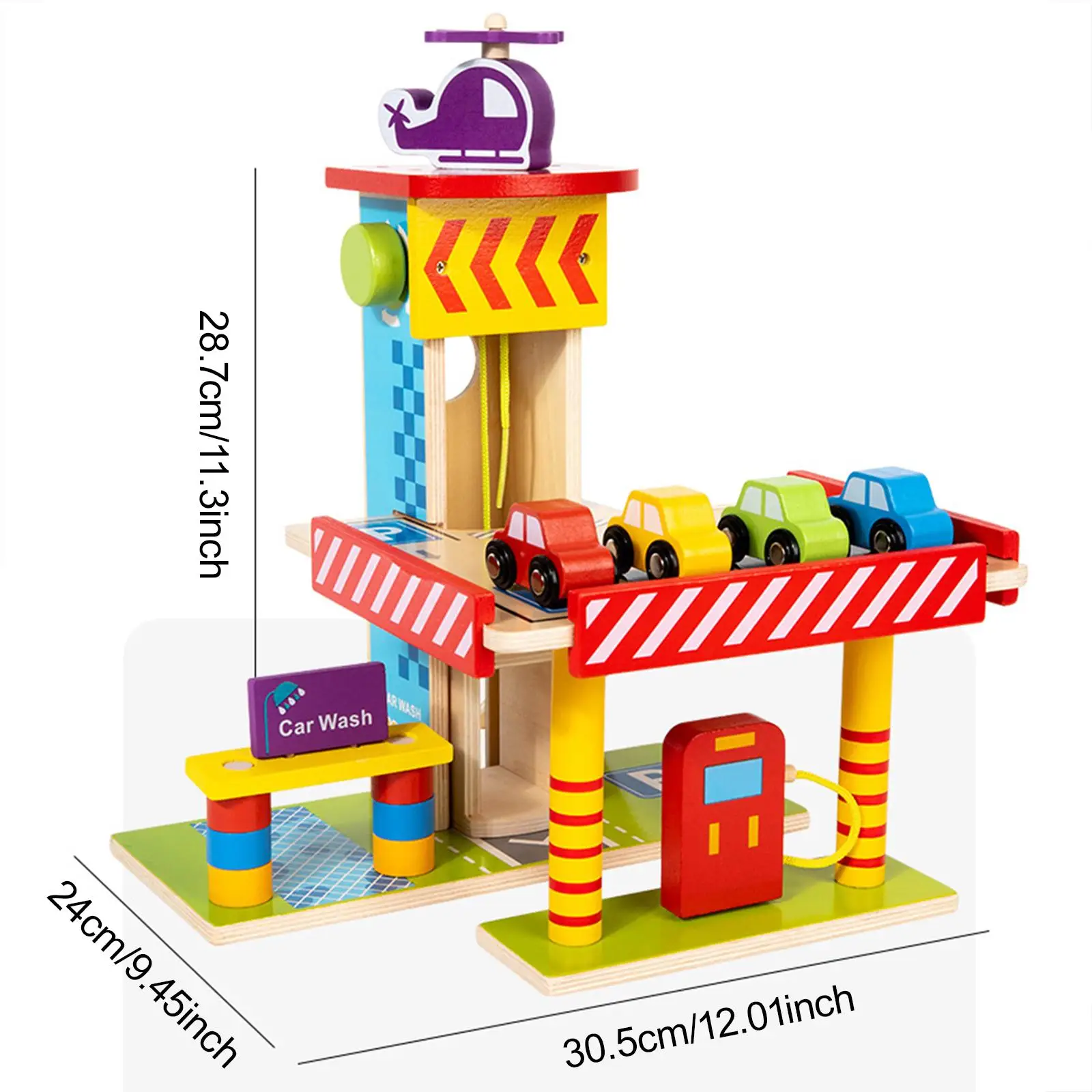 Wooden Parking Garage Playset Durability Simulation Children Learning Tool