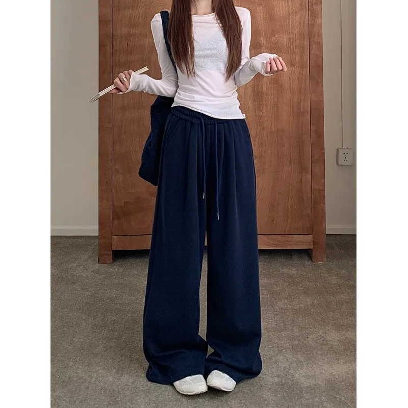 Korean Sle High Waist Wide Leg Casual Pants Women's Loose Fit Drapey Lazy Sle Autumn 2025 New Straight Cut Slimming Long ...