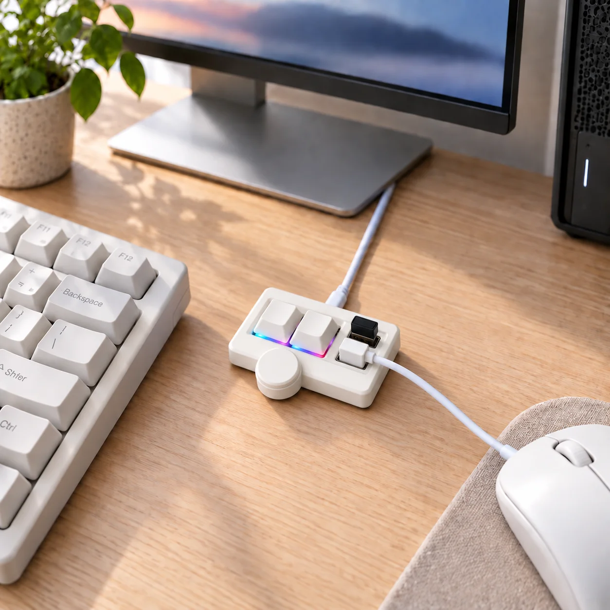 Mini Macro Pad Mechanical Keyboard RGB Hot Swap Web Driver Programmable Keys Volume Knob USB 2.0 Hub Copy Paste Shortcut Pad - view 4