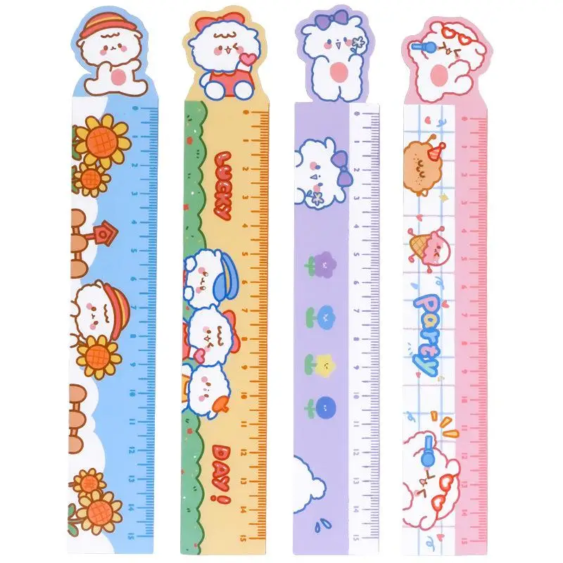 2Pcs/pack Cute Cartoon Animal Soft Ruler Ins Girl Heart Kawaii Magnetic Ruler Student Drawing Measuring Tool Stationery Supplies