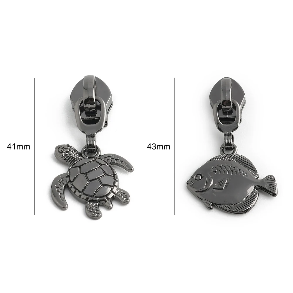 10/40/100PCS Turtle/Flatfish Shape Cute Ocean Animal 5# Zipper Sliders For Plastic Zip Tape Handbags Clothing Sewing Accessories