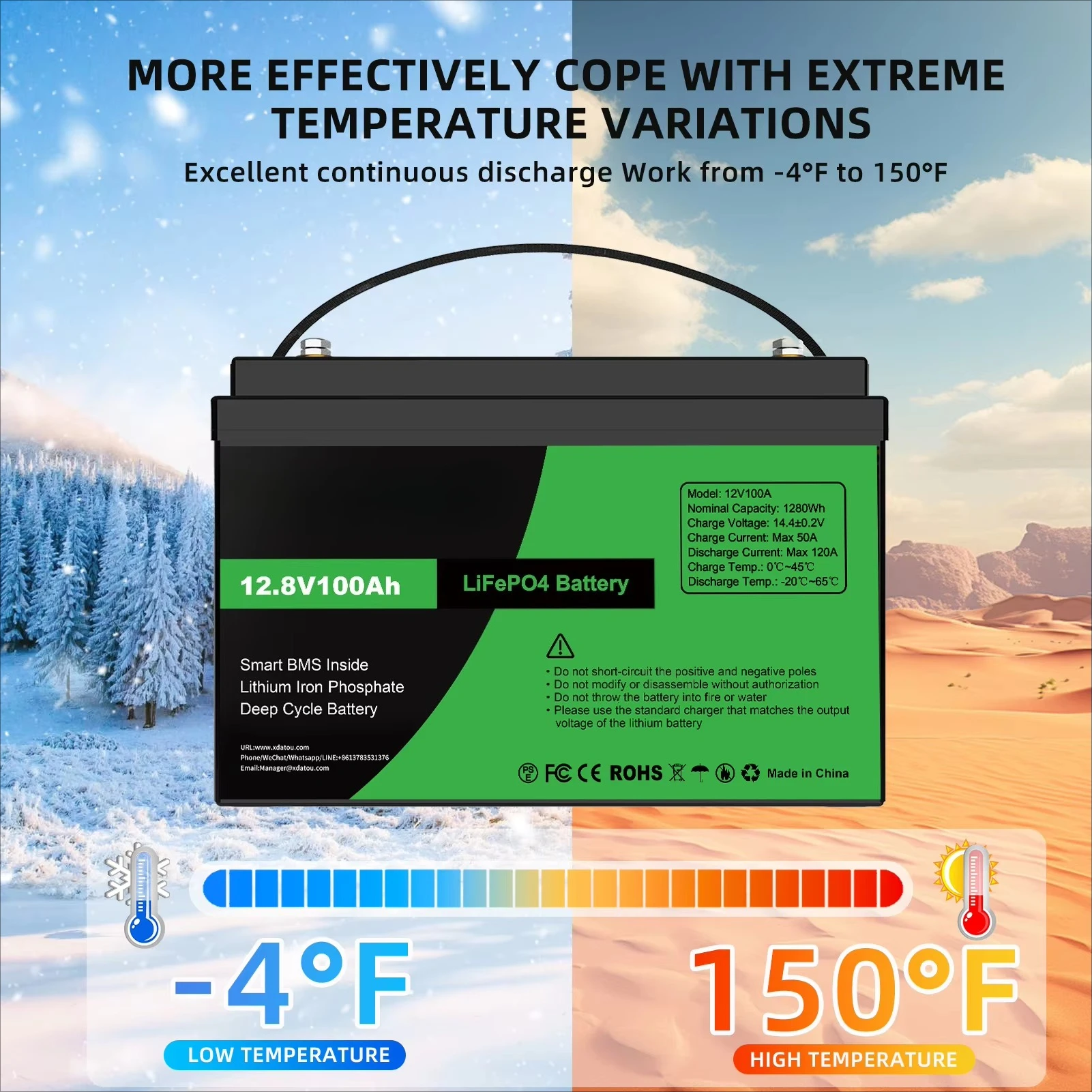 DATOUBOSS مستودع محلي أمريكي دورات عميقة 12 فولت 100 أمبير RV تخزين الطاقة بطاريات أيون الليثيوم حزمة بطارية ليثيوم الشمسية مع Bms