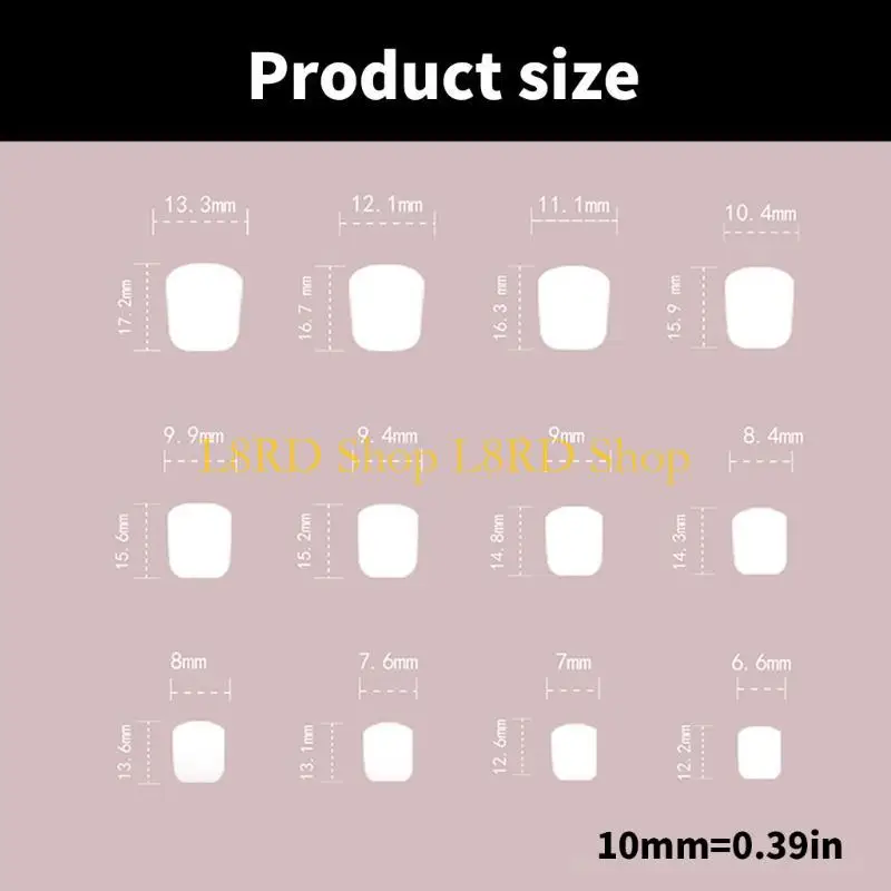 L8RD 글로시 플로랄 프렌치 팁 사각 인조 네일 세트 네일 액세서리에 스틱 24개