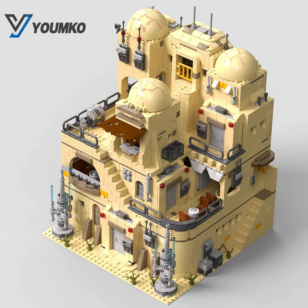 2731PCS 우주 전쟁 MOC 아이슬리스 칸티나 선술집 블록 영화 사막 선술집 건축 모델 퍼즐 장난감 어린이 성인 선물
