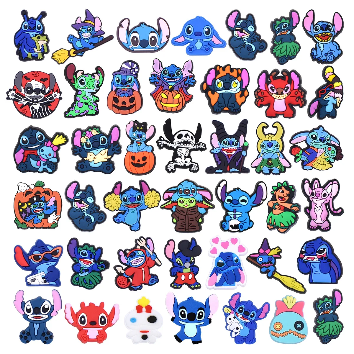 1/20/40pcs Cute Blue Alien Hallowmas PVC Shoe Charms For Slides Sandals Soft Rubber Clog Accessories DIY Custom Decoration Gift