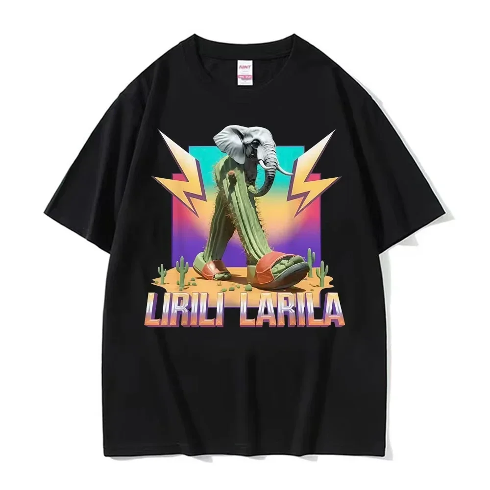 

Funny Lirili Larila T-shirt Men's Summer Sweat-absorbing Breathable Top Cotton Crew Neck Short Sleeve Fashion Men's Clothing
