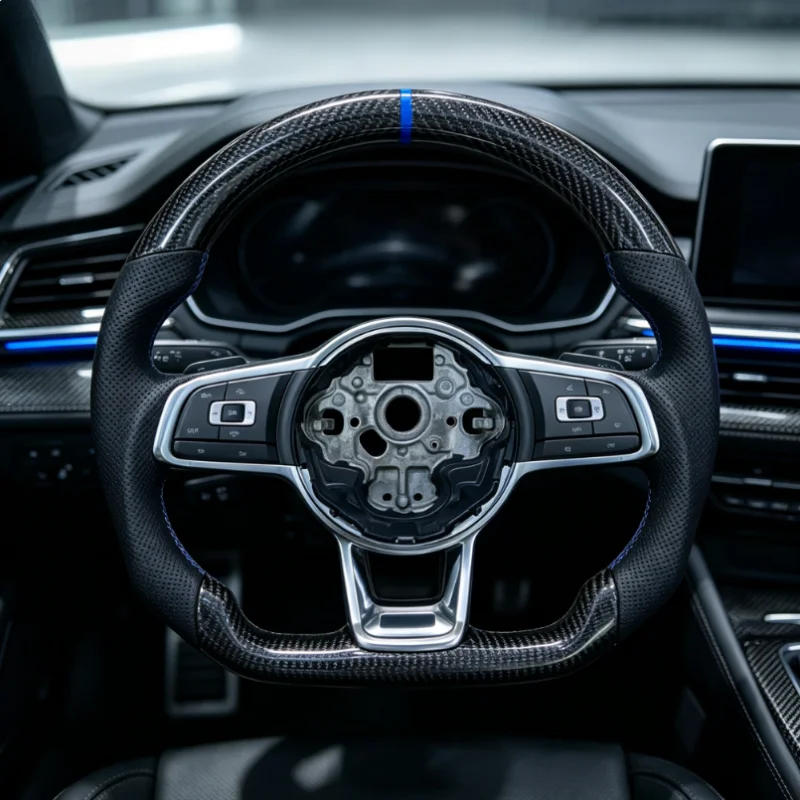 Custom For VW Golf MK 7 7.5 GTI GTD GTE R Polo Customm Carbon Fiber RLine Sports Steering Wheel Leather Multi-color Breathable
