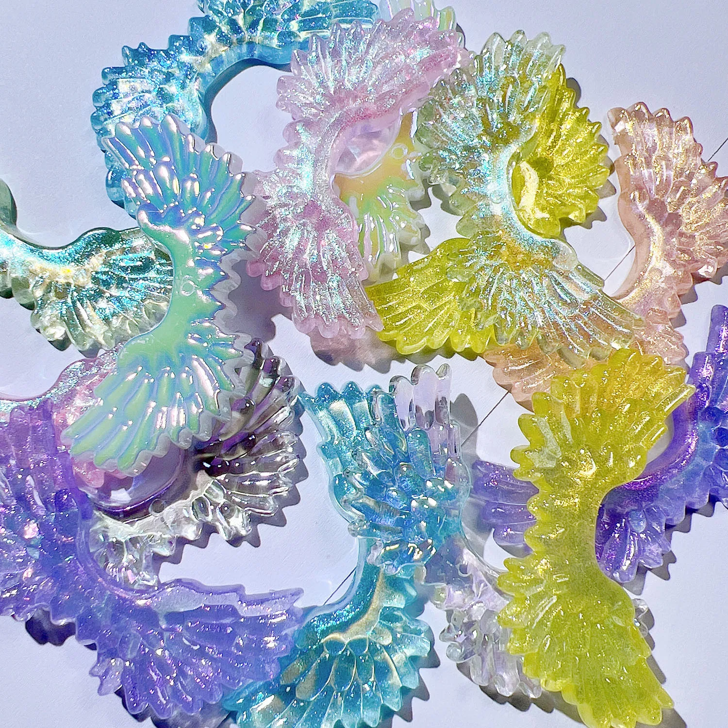 أكريليك متعدد الألوان شفاف جناح ملاك كابوشون بظهر مسطح ، سكرابوكينغ ، أجزاء ديكو للهاتف ، إكسسوار شعر ذاتي الصنع ، 20 #4