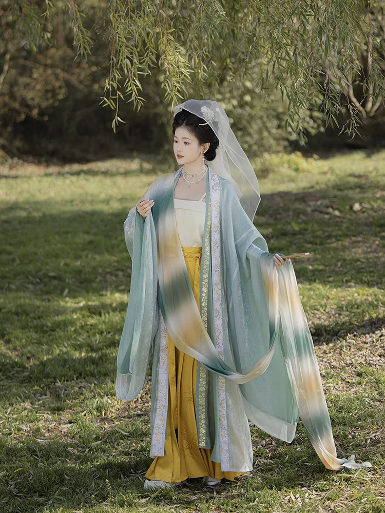 

Оригинальный комплект Hanfu Song Dynas Sle, однотонная плиссированная юбка, большая Sve irt, шило с принтом на четыре метра, новая модель, женская ...