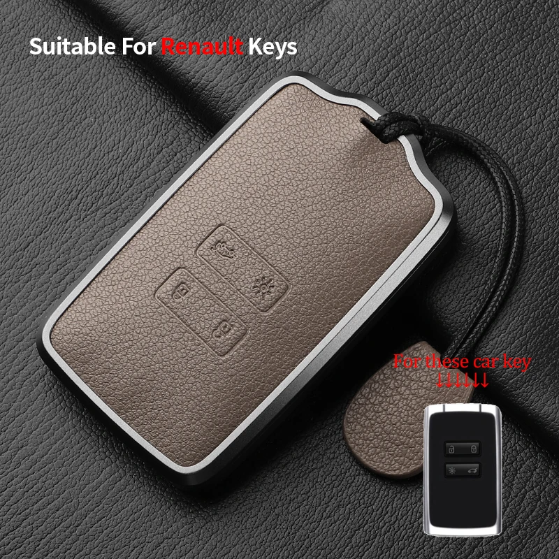 Metal and Leather Car Key Case Cover For Renault Clio Kadjar Capture Koleos Espace Master Talisman Talisman Scenic Protect Cover