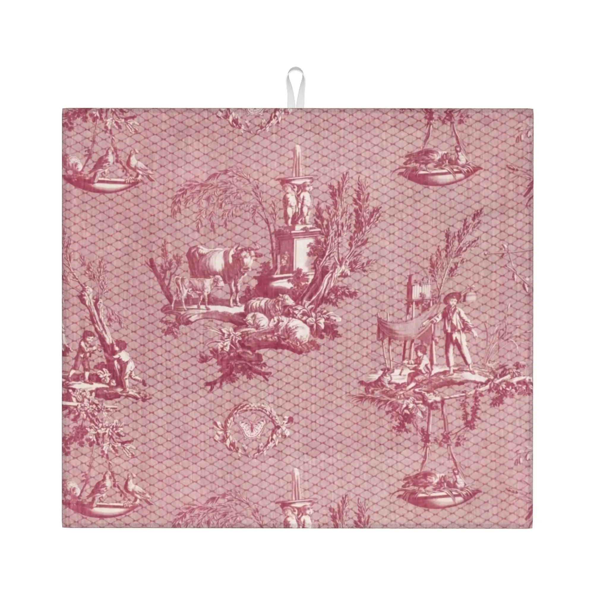 Toile De Jouy Kitchen Counter Protector Mat Barware Tableware Family Stories And Ancient Tales Bathroom Drying Mat For Kitchen