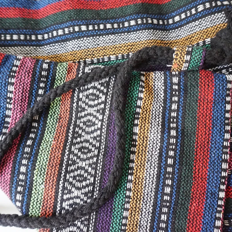 2024 Female Vintage Backpack Gypsy Bohemian Hippie Tribal Ethnic Retro Folk Boho Knitting Woven Cottagecore Drawstring Sack Bag