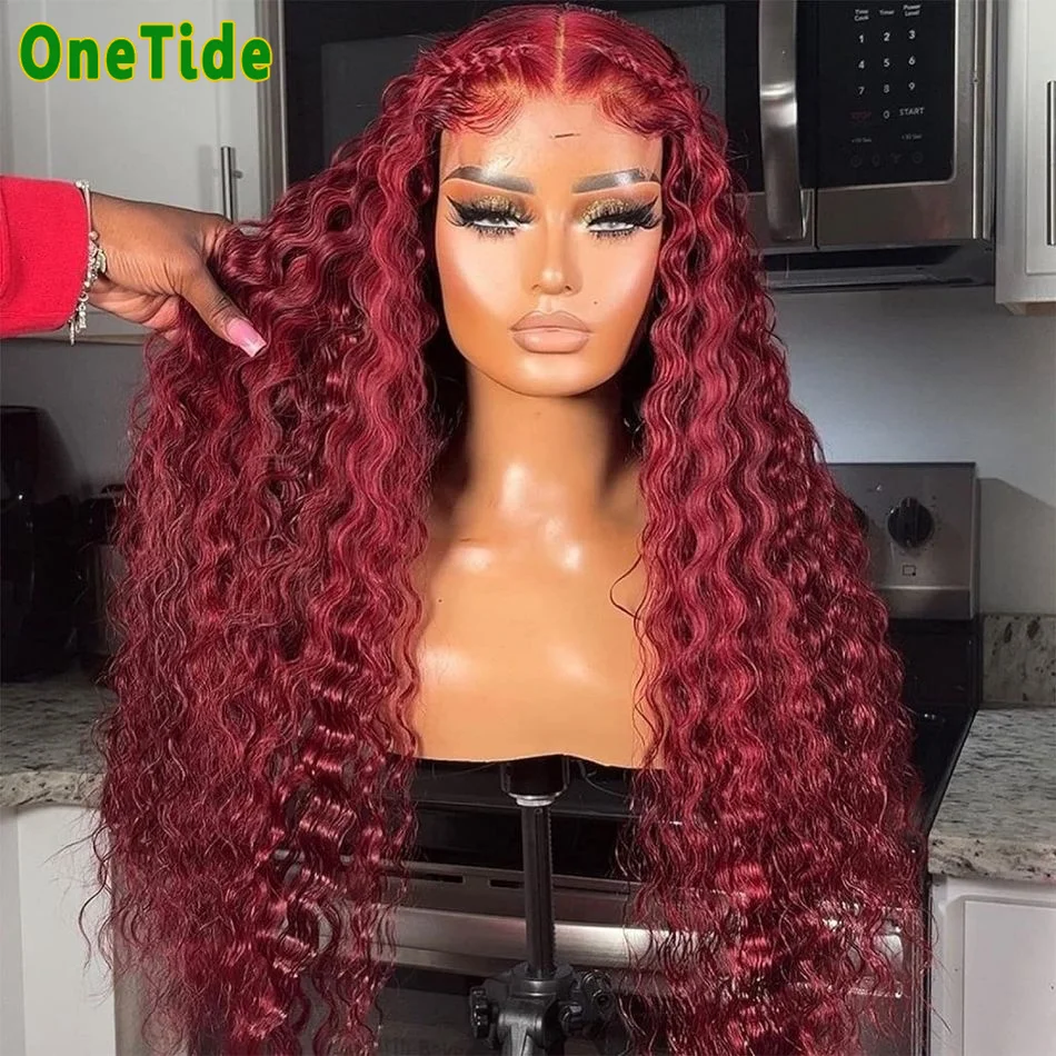 

Burgundy Lace Frontal Wigs Human Hair 12A Grade Brazilian Virgin 13x4 Lace Front Deep Wave Wigs for Women Pre-plucked Wigs