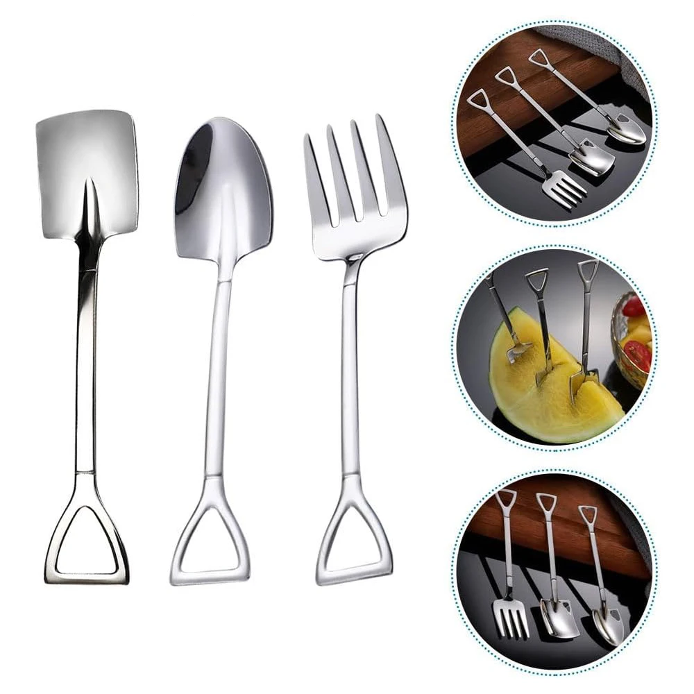18/10(304) Stainless Steel Spade Shape Utensils Stirring Spoon for Dessert Coffee Yogurt Cake Fruit Ice Cream