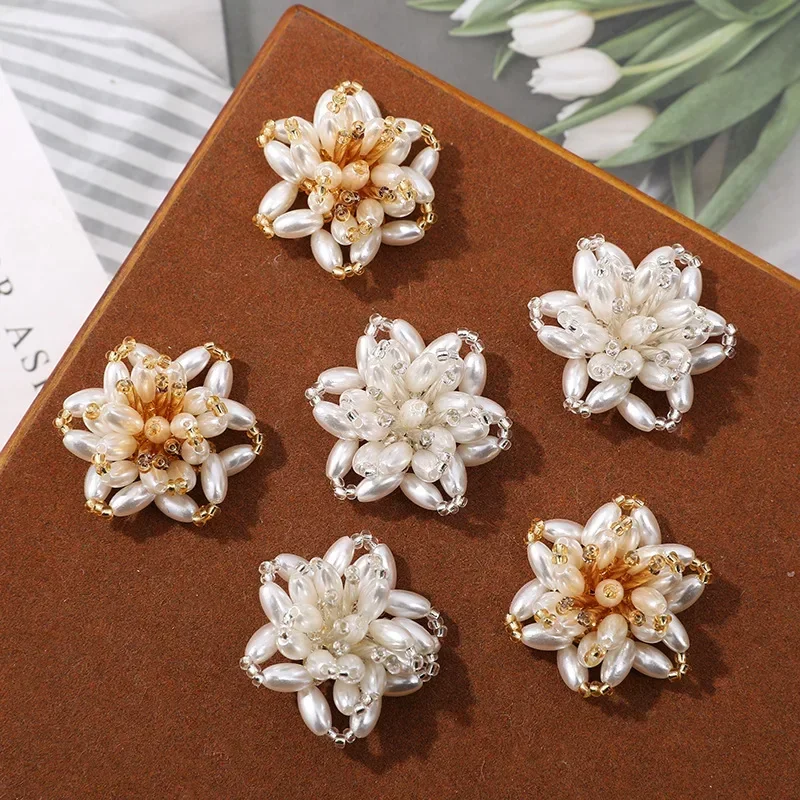 

2 шт., белые холодные роскошные двухслойные жемчужные цветы из бисера, сделай сам, ручная работа, подвески из бисера для изготовления ювелирных изделий, принадлежности для сережек