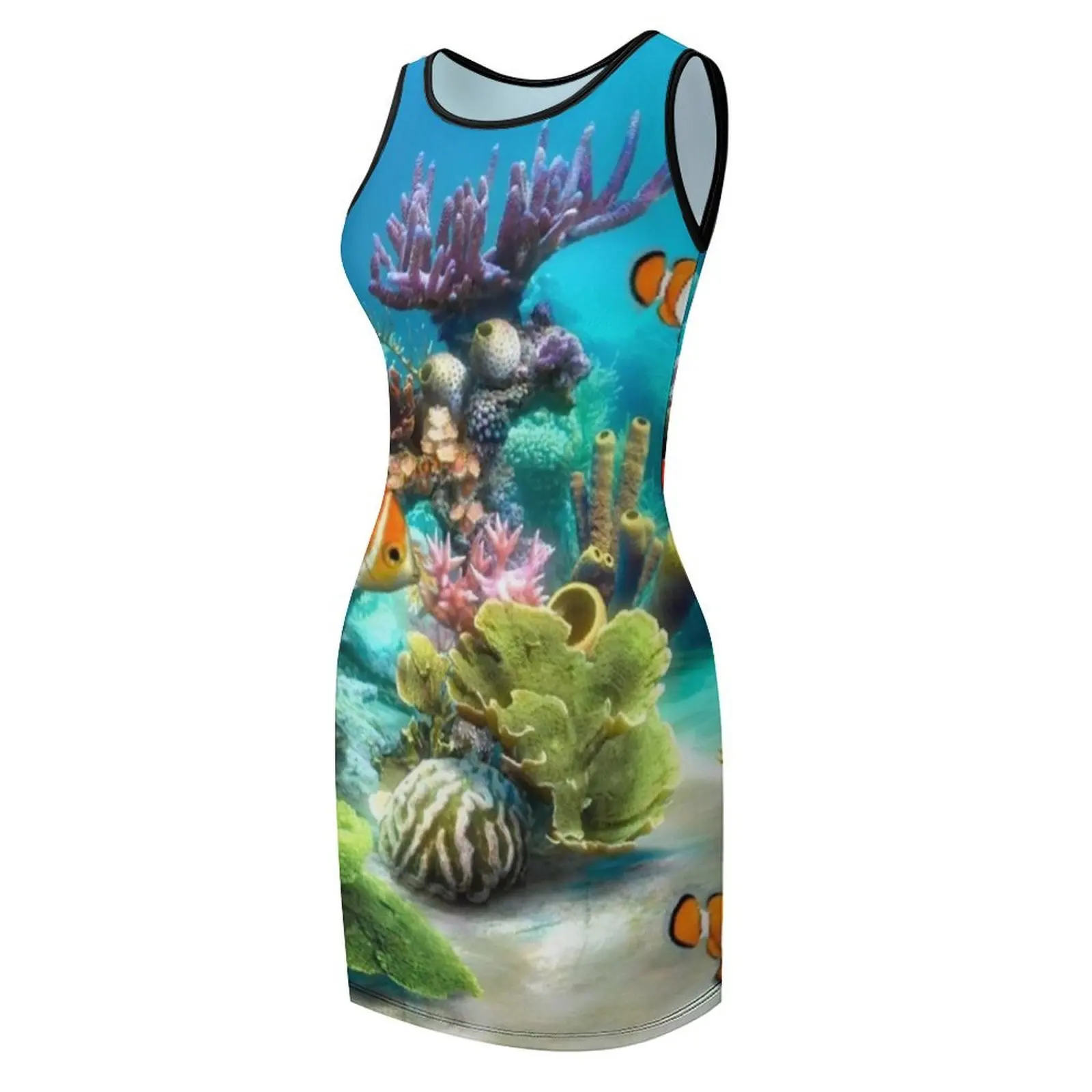 Aquarium mouwloze zonnejurk jurken voor dames 2025, avondjurken voor dames 2025, zomerjurk voor dames, jurken voor gala