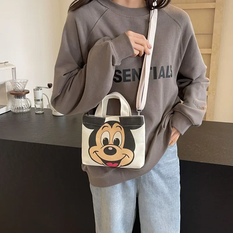 

Disney Mickey Mouse Cute Cartoon Canvas Messenger Bag Women's Fashion Mobile Phone Shoulder Bag Lipstick Key Coin purse Wallet