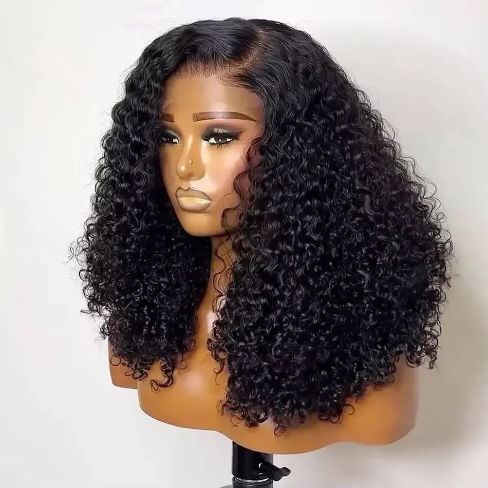 

Short Bob Kinky Curly Human Hair Wig 13x4 Transparent Lace Frontal Wig Brazilian Deep Curly Bob Wigs Human Hair Natural Hairline