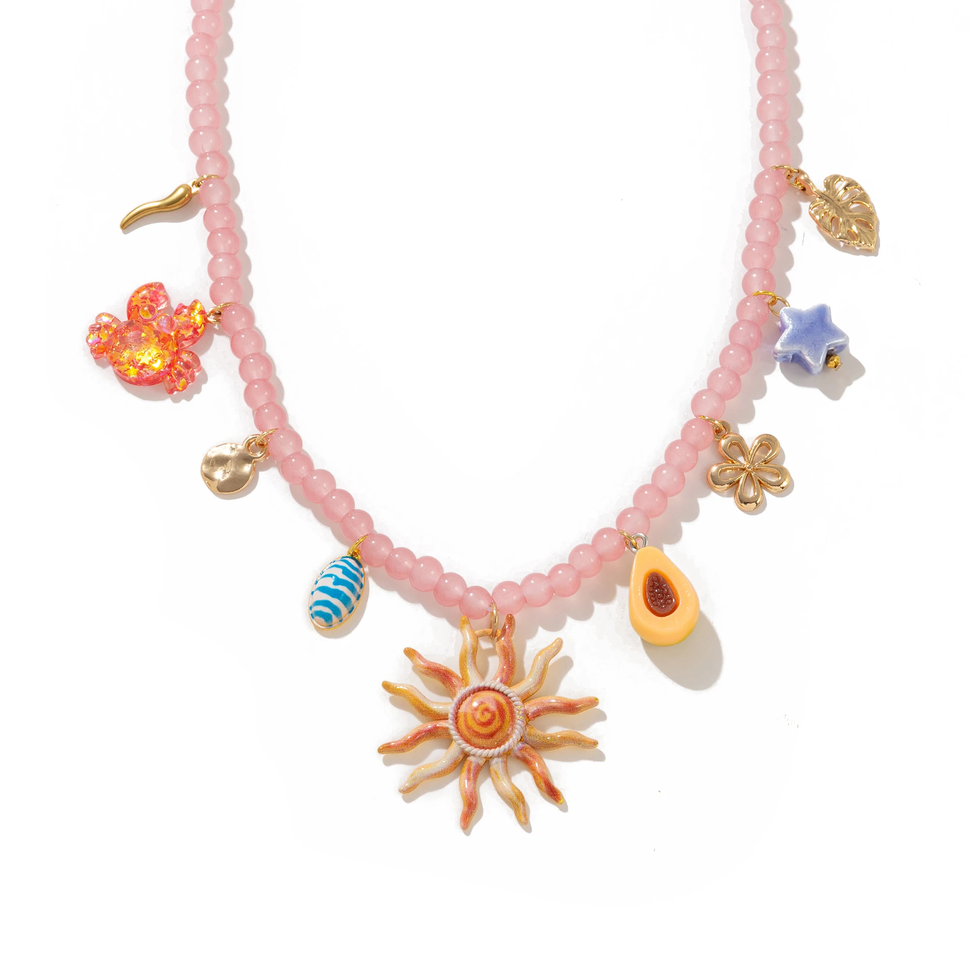 جديد عصري وجه الشمس مطرز شل الحب قلادة ضوء القلائد الفاخرة عالية الجودة للنساء