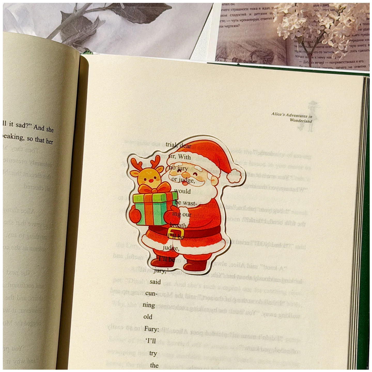 Mini Simulation Santa Claus Shaped Acrylic Bookmark Page Marker Transparent Journal Scrapbooking Stationery Christmas Gift