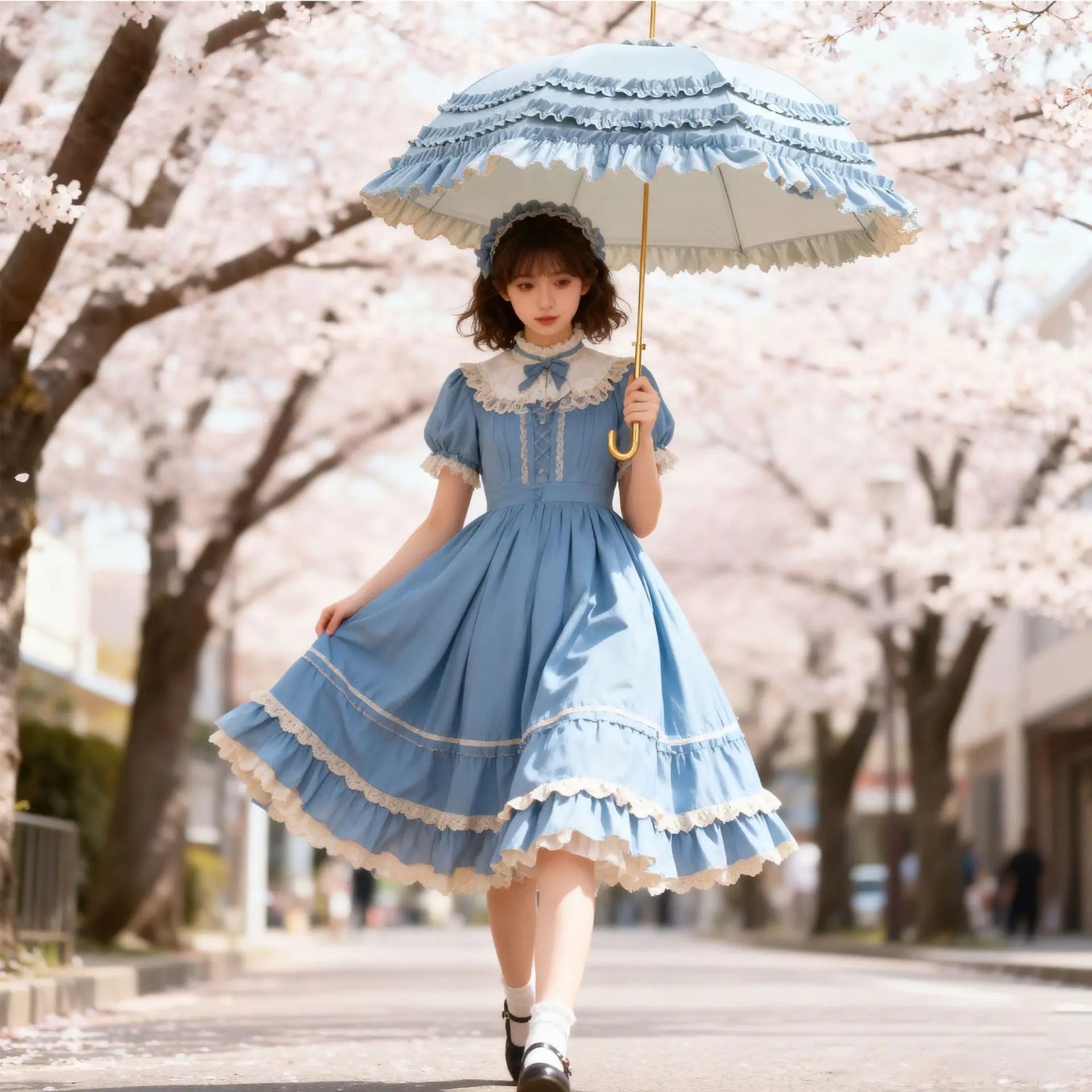 Japanese Style Lolita Parasol Thickened Colorful Coating Lace Princess Rain Sun Umbrella