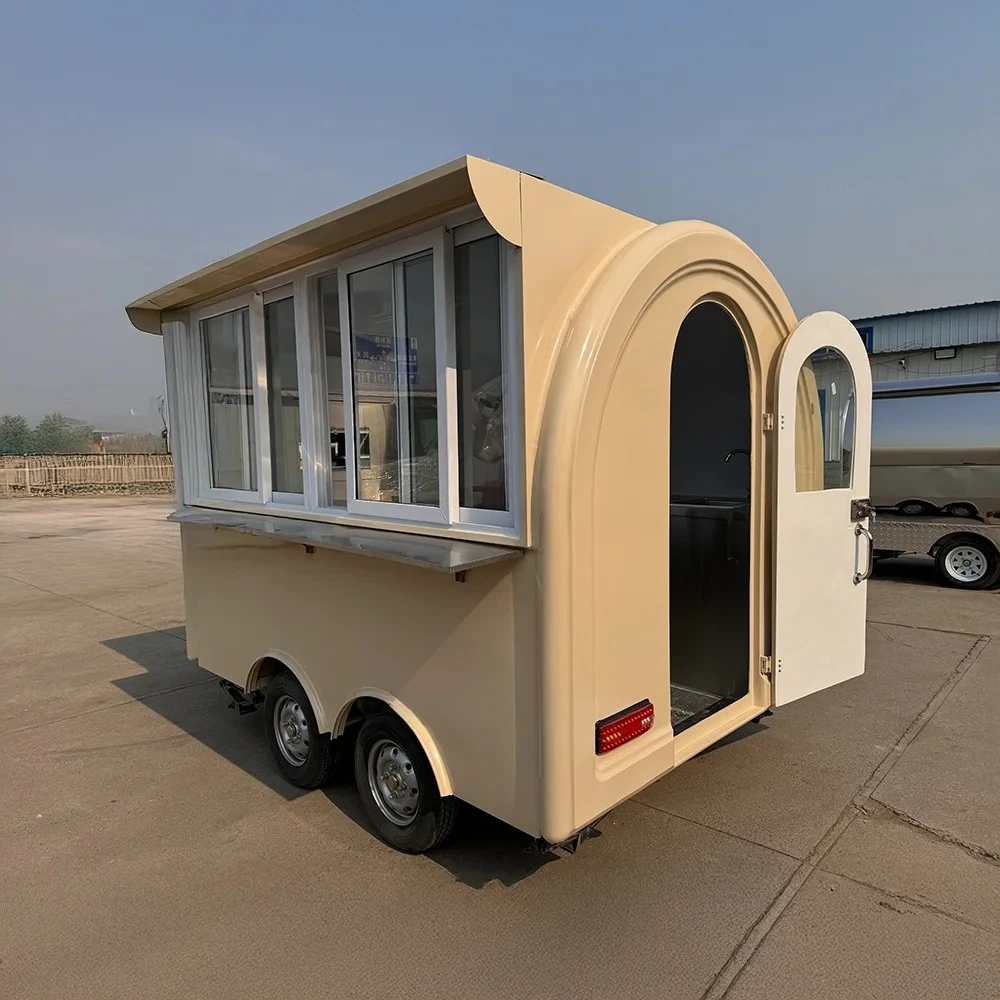 Meest populaire straatautomaat Fastfood mobiele aanhangwagen met wielen Coffee Shop Food Truck te koop