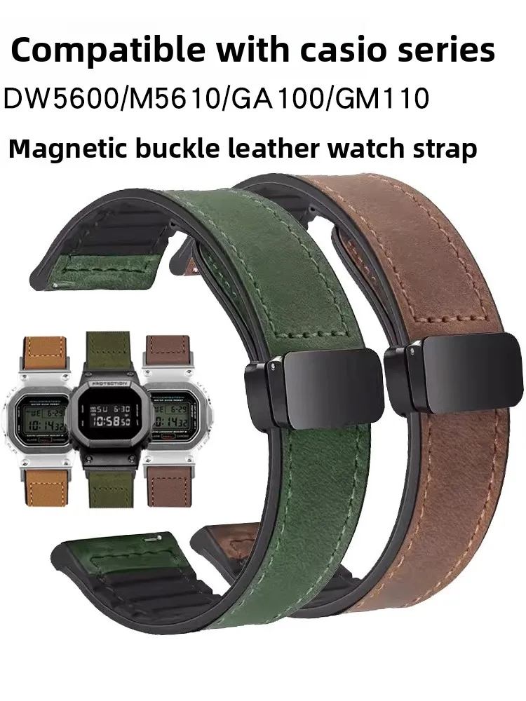 

Магнитный кожаный ремешок для часов Casio GA100 GM110 GM2100 DW5600M5610, мужской, 16 мм